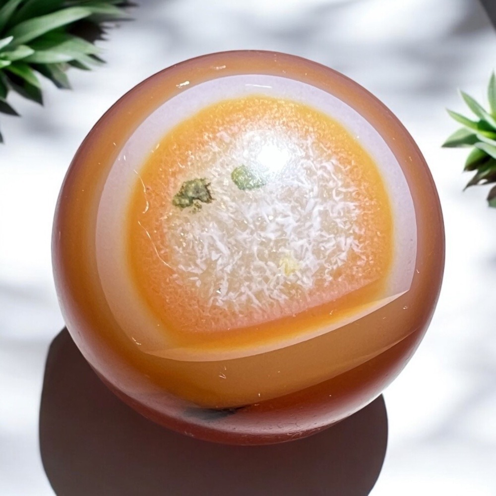 Carnelian Agate Crystal Marble Sphere (#23)